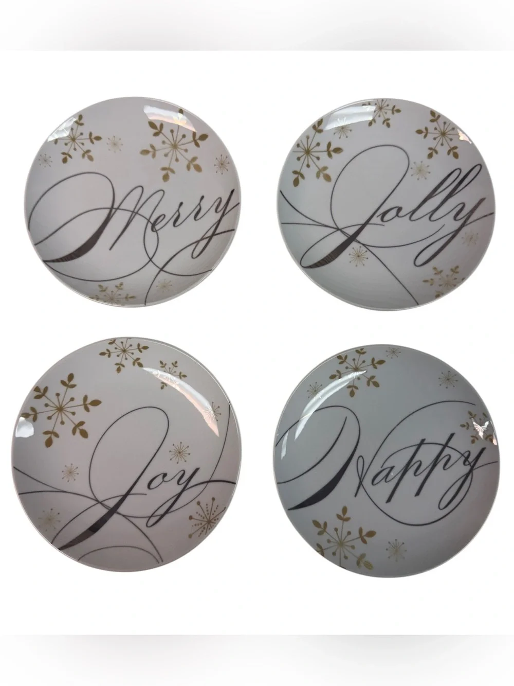 Pier 1 Holiday Wishes 6” Snowflake Appetizer Plates Set of 4